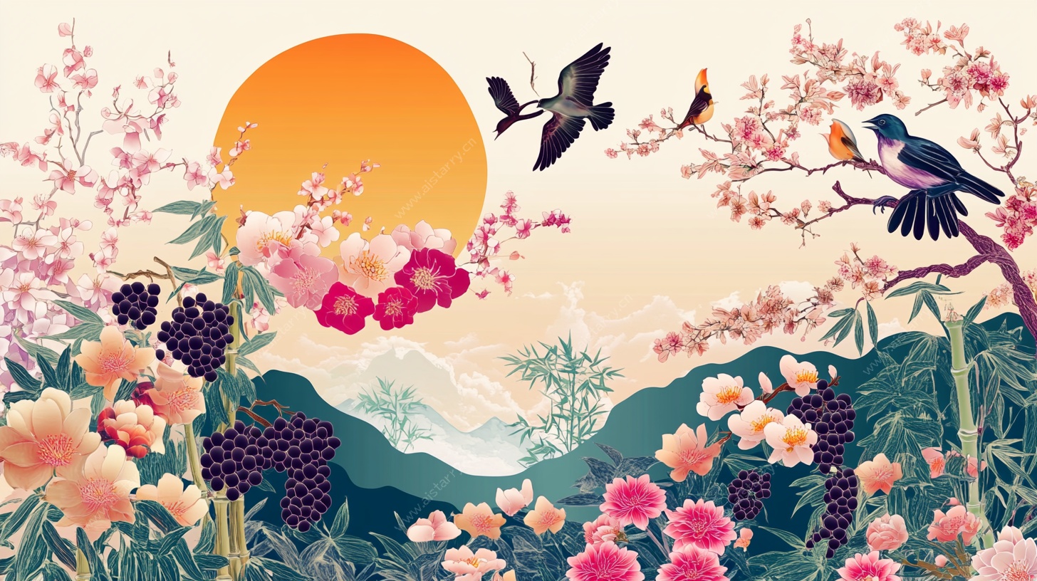 春日花鸟绘景图