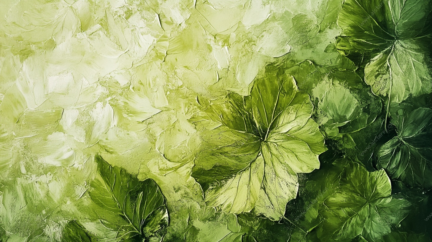 绿意盎然的植物水彩画