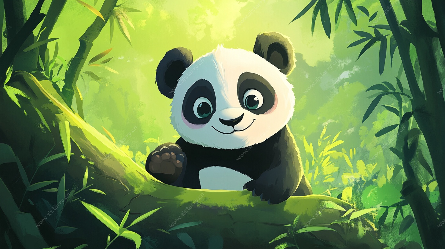竹林中的可爱熊猫