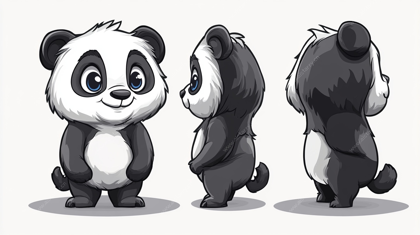 可爱熊猫多角度卡通形象