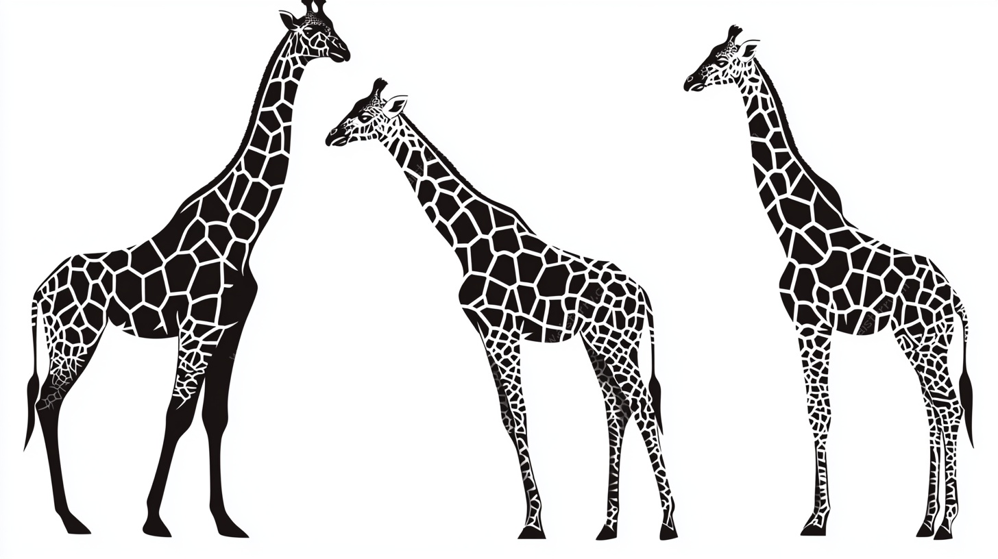 三只长颈鹿剪影