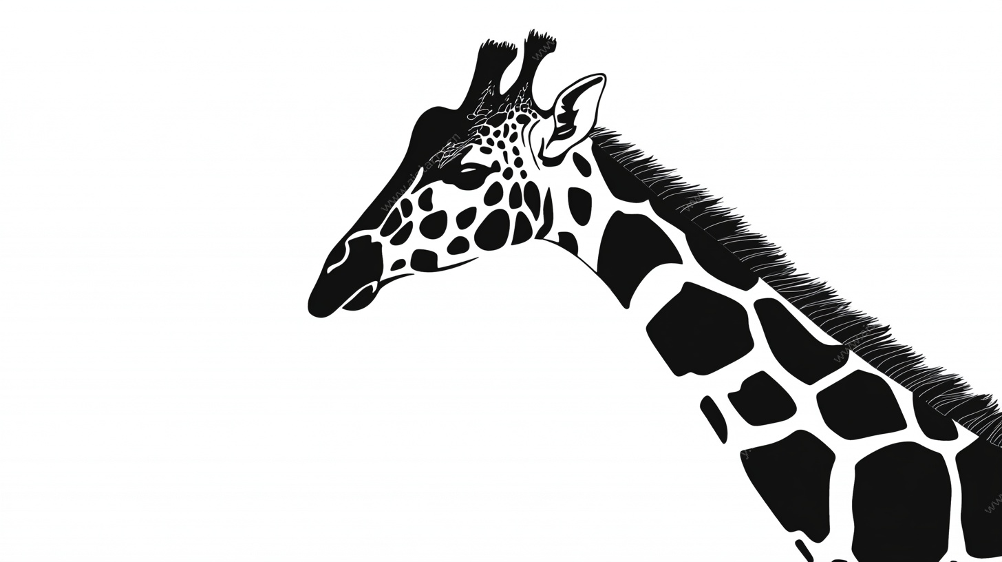 黑白长颈鹿侧影