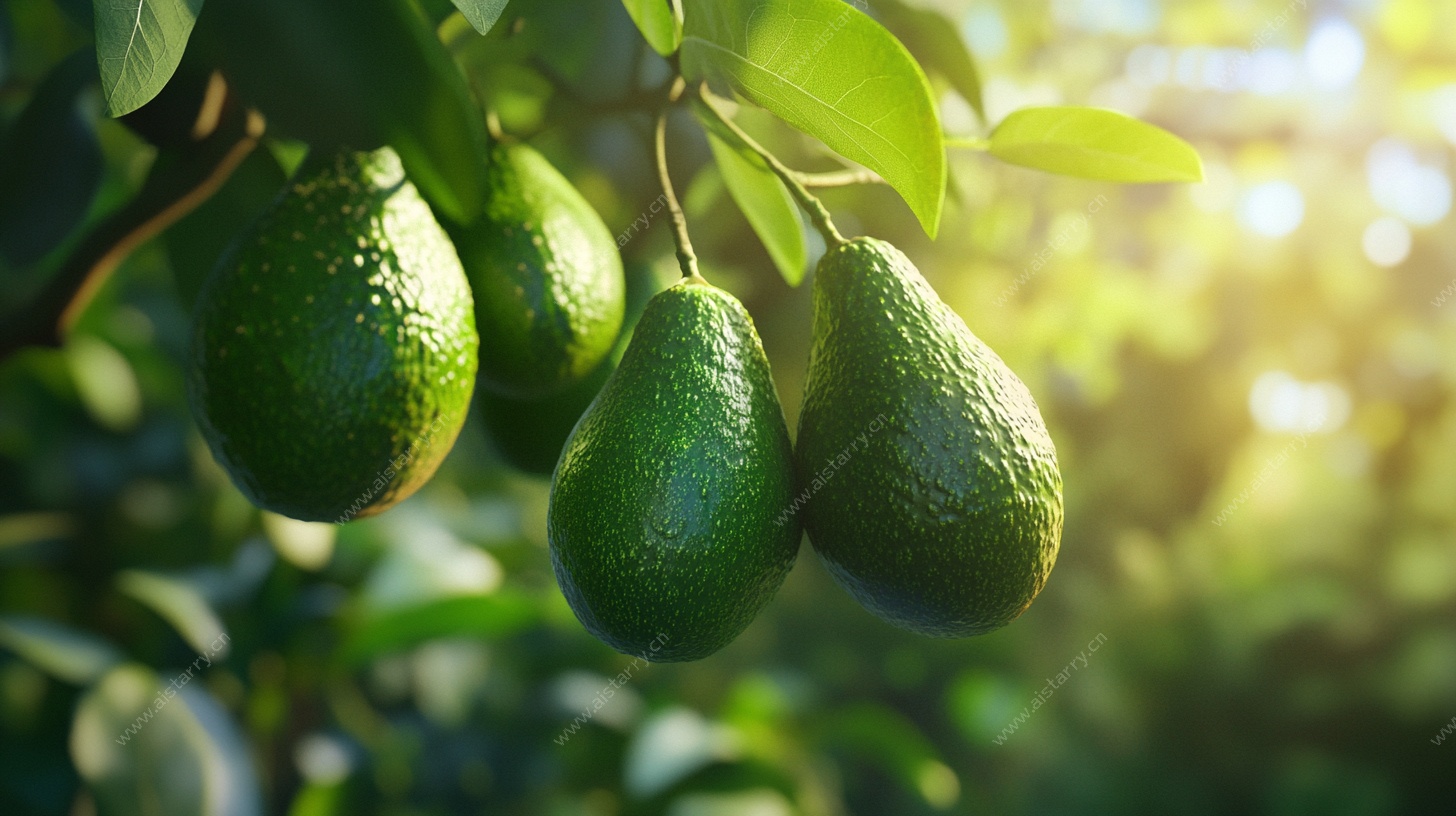 枝头牛油果 阳光绿意浓