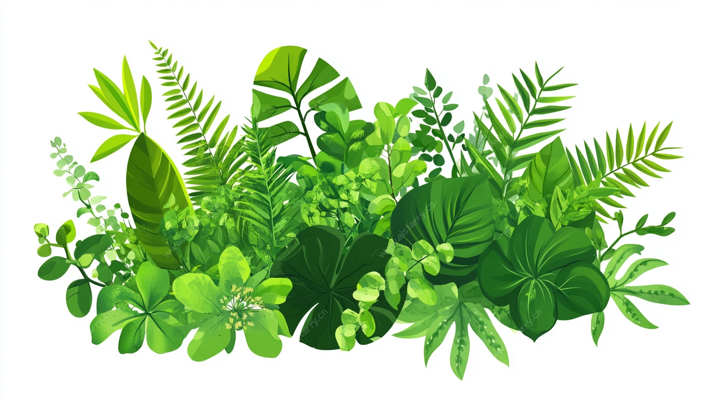 清新绿植组合插画