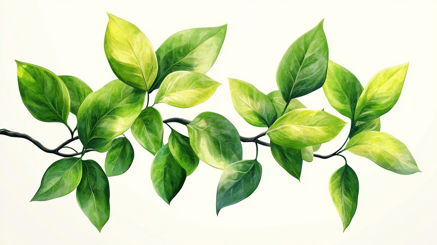 清新水彩绿叶枝蔓图