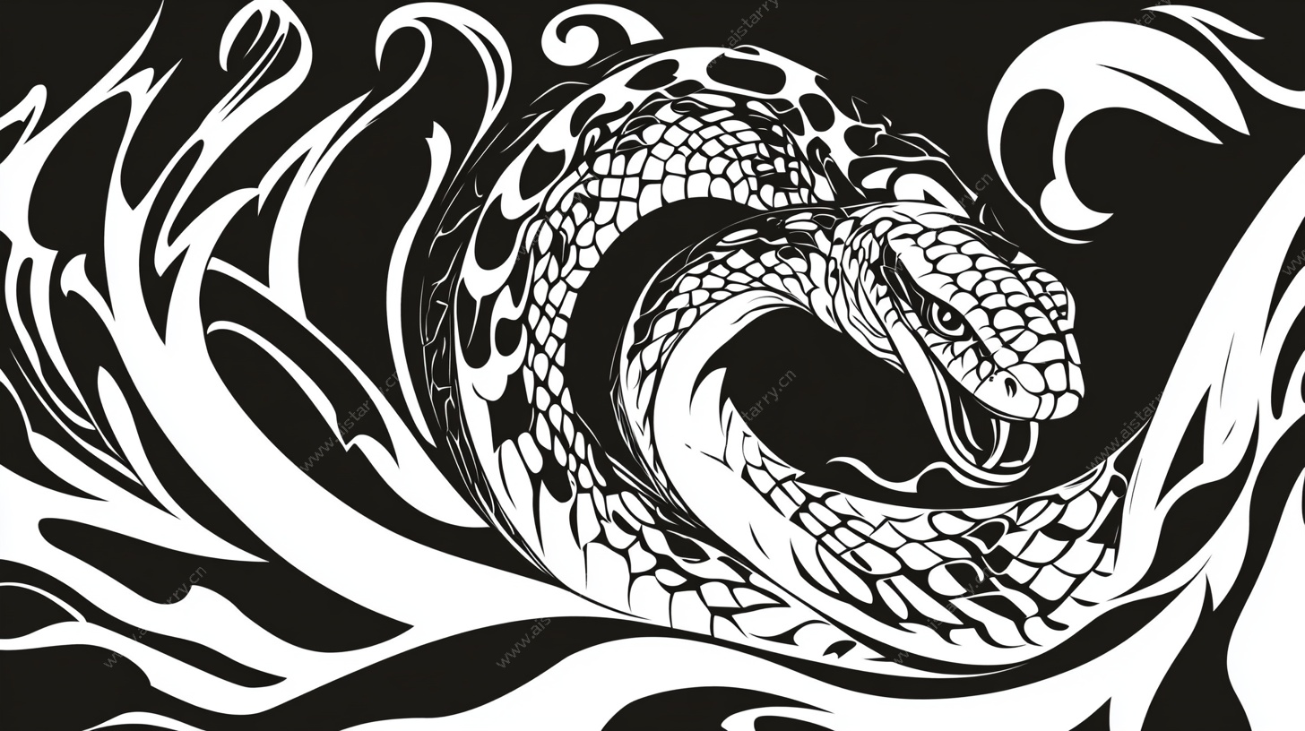 黑白灵蛇图腾纹饰