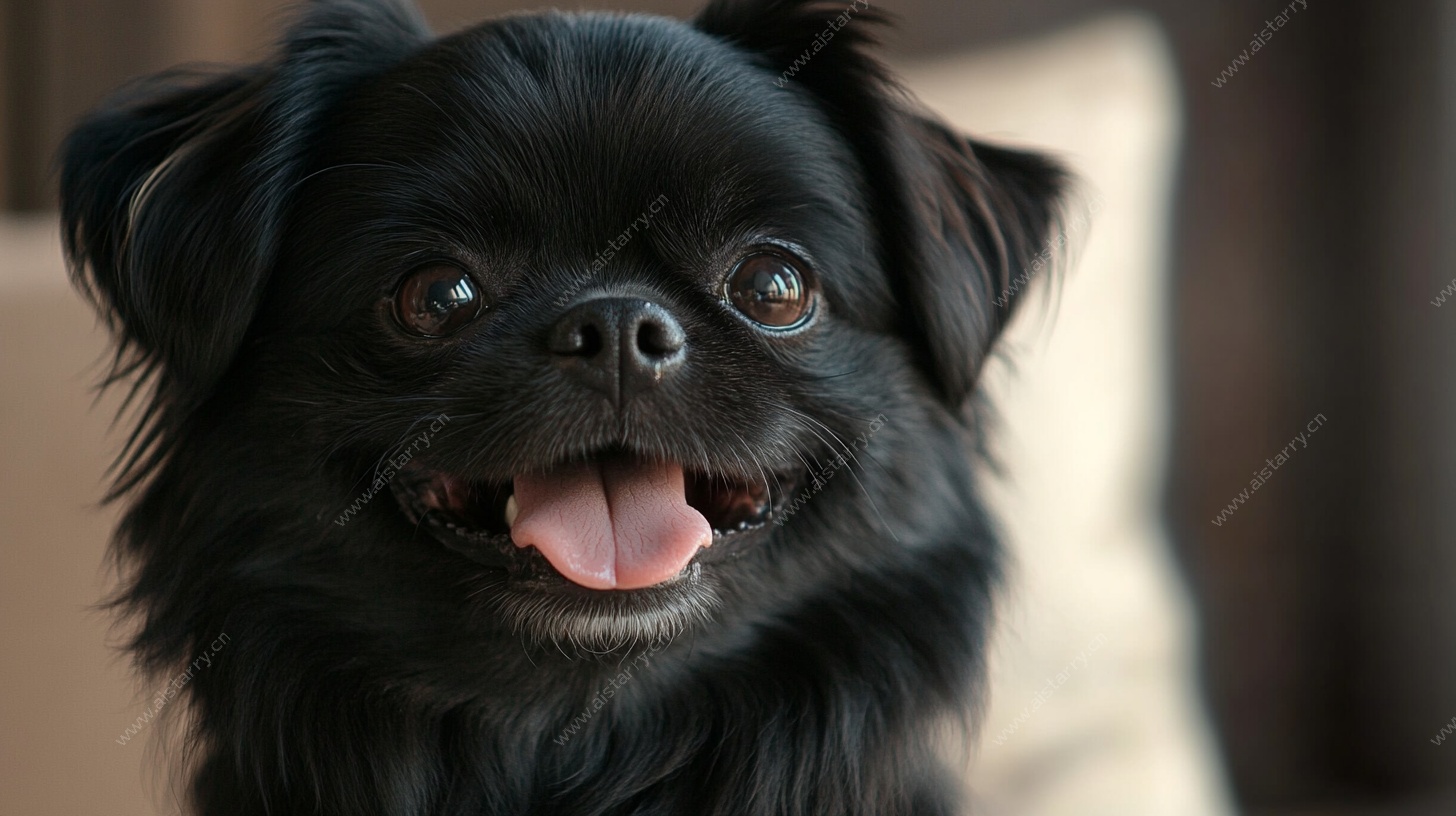 可爱黑犬吐舌萌态瞬间