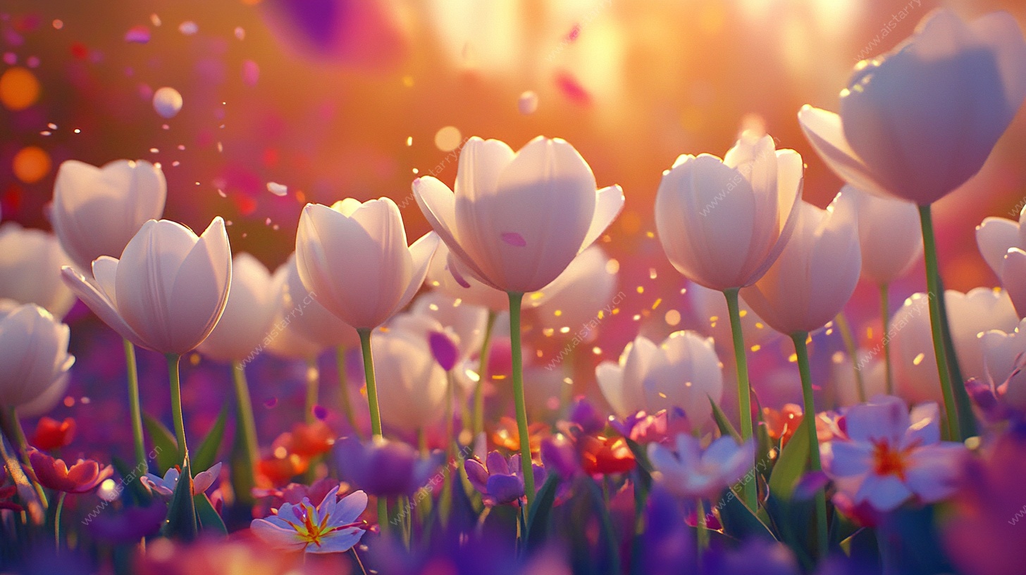 梦幻郁金香花海美景