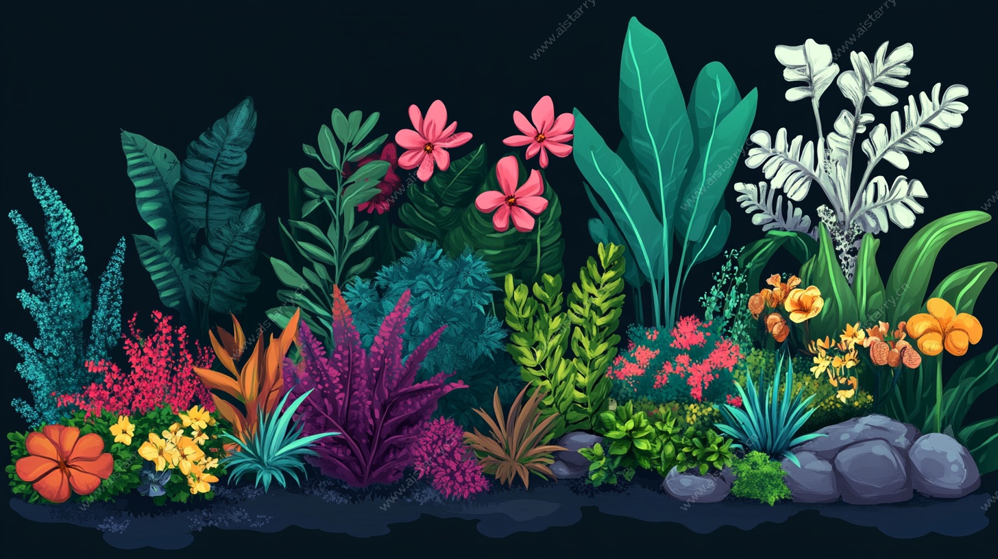 缤纷植物景观插画