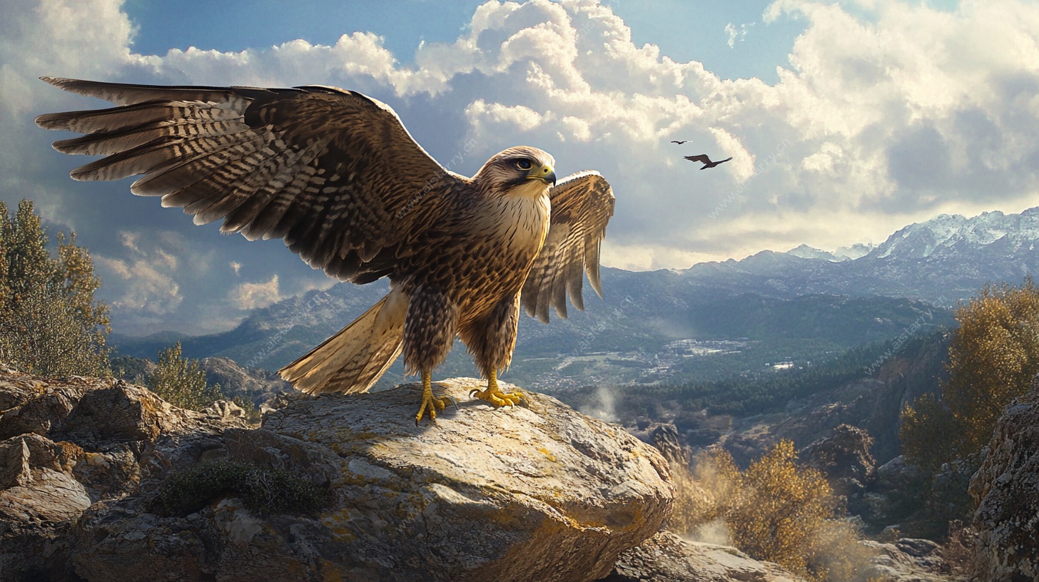 展翅雄鹰立山巅