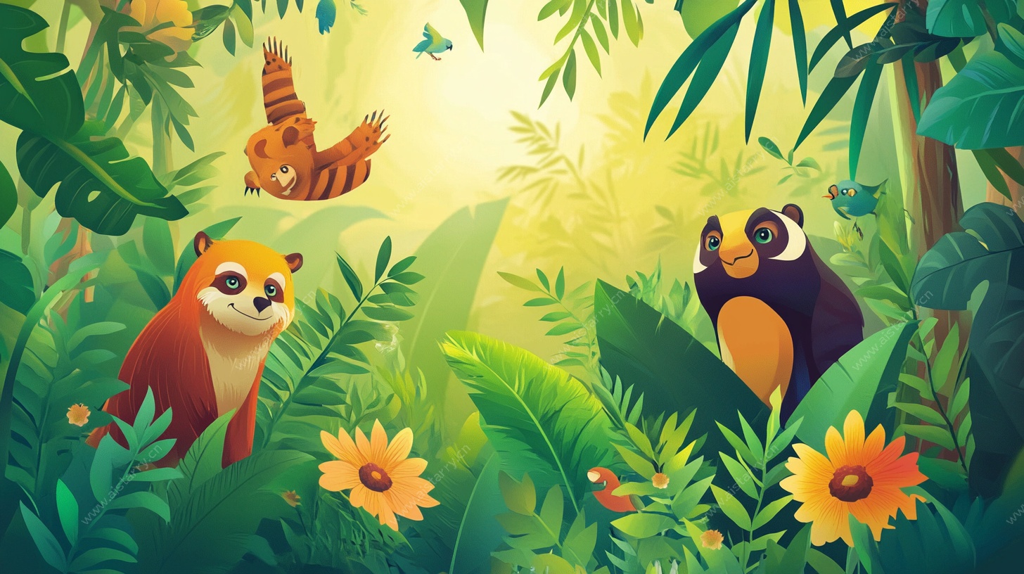 丛林中的动物伙伴