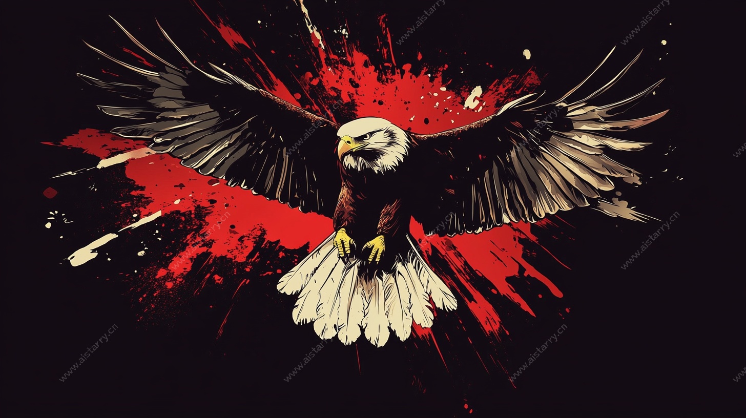 展翅雄鹰泼墨艺术图