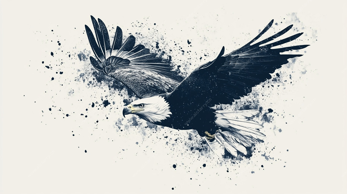 水墨风格展翅雄鹰图