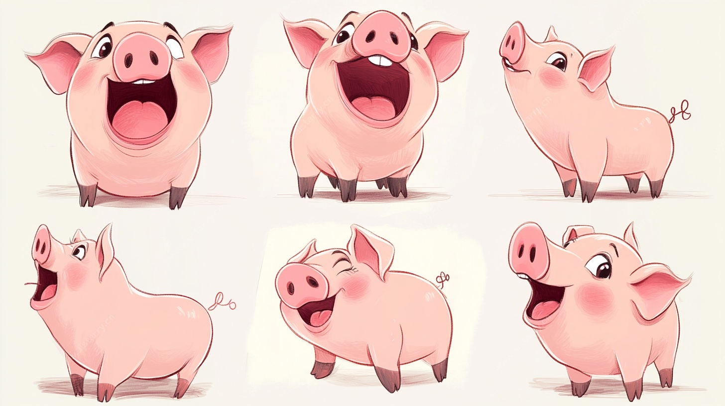 可爱小猪的多样表情秀