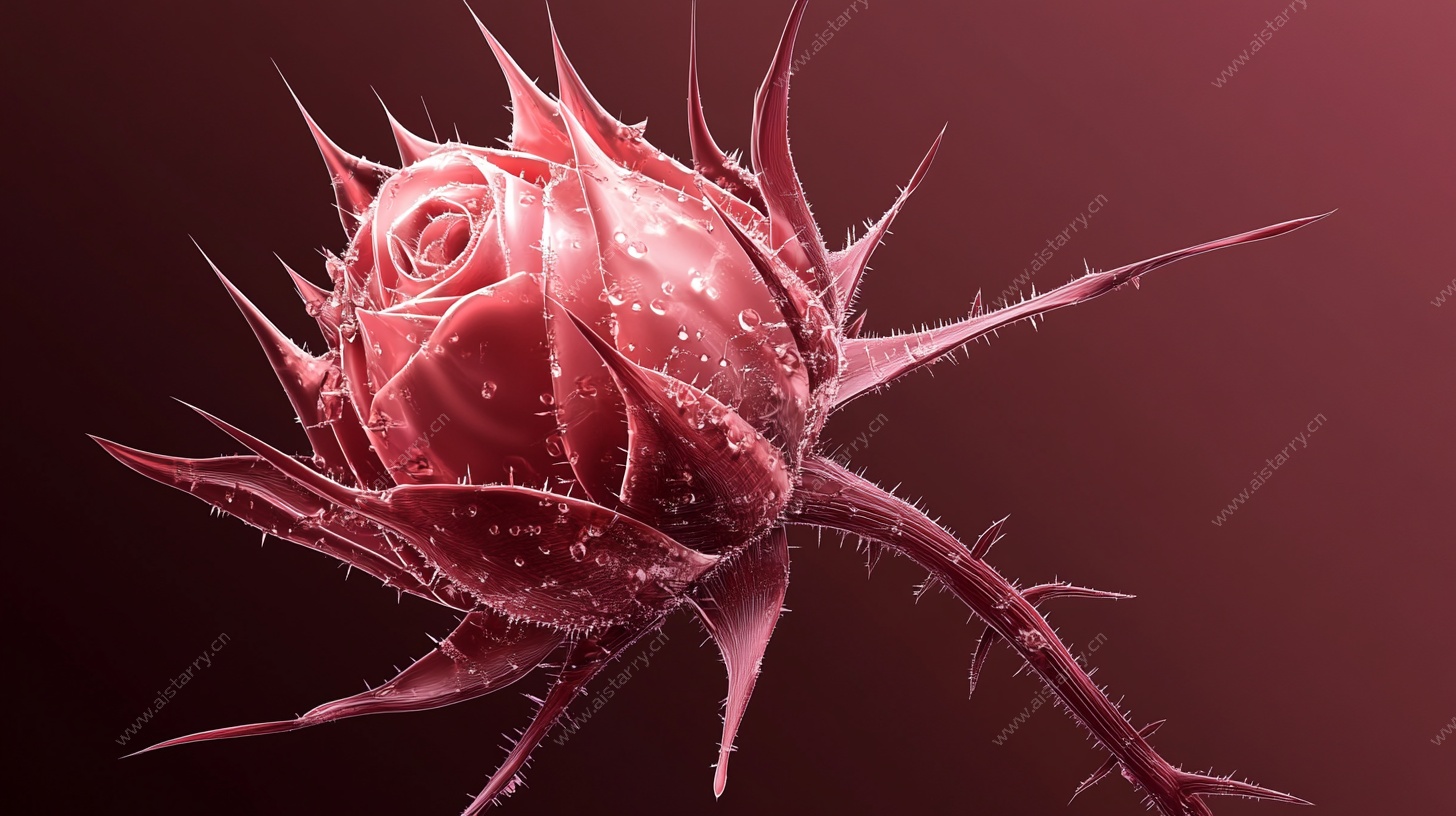 带刺红玫瑰特写