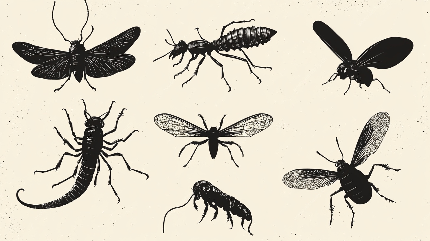 复古风昆虫插画集合