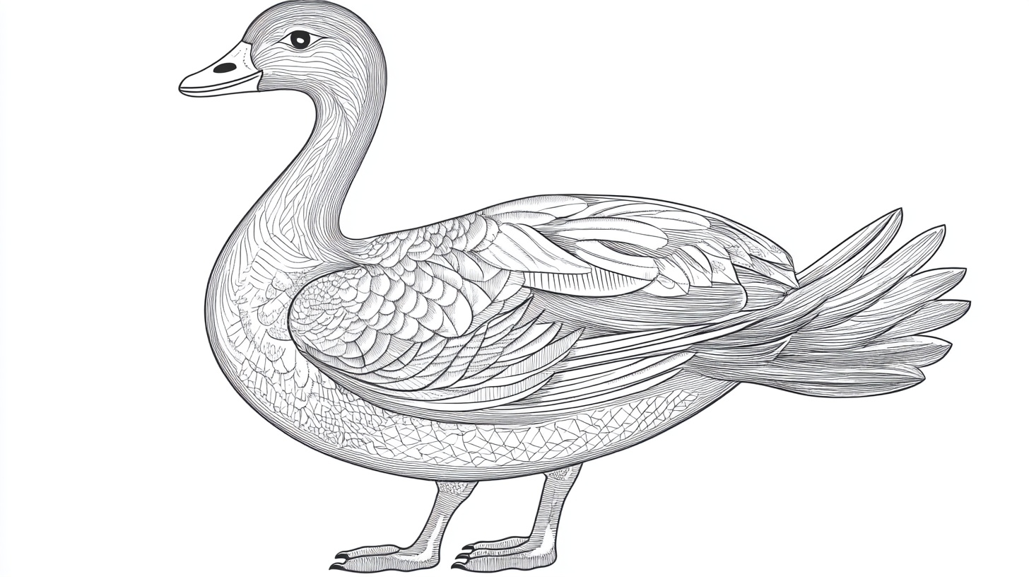线条勾勒的优雅鸭子