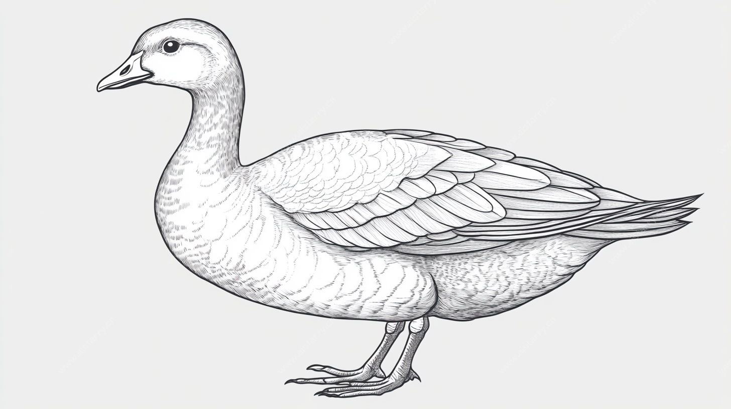 手绘白鹅线条图