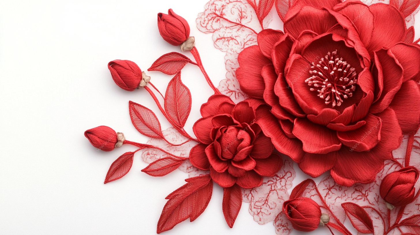 红色立体花卉装饰图案