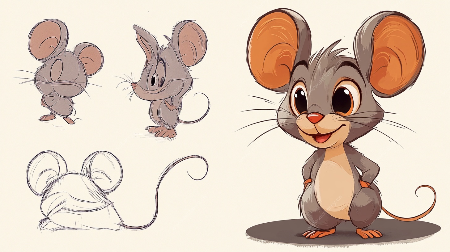 可爱老鼠角色设计草图
