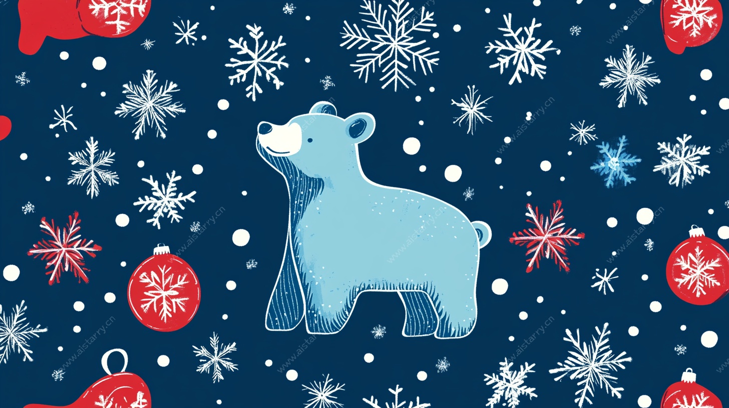 冬日小熊圣诞图案设计