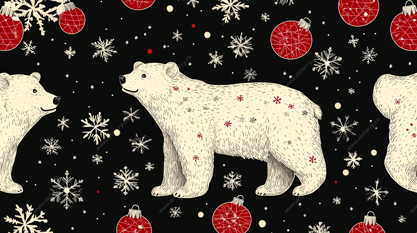 北极熊圣诞主题图案设计