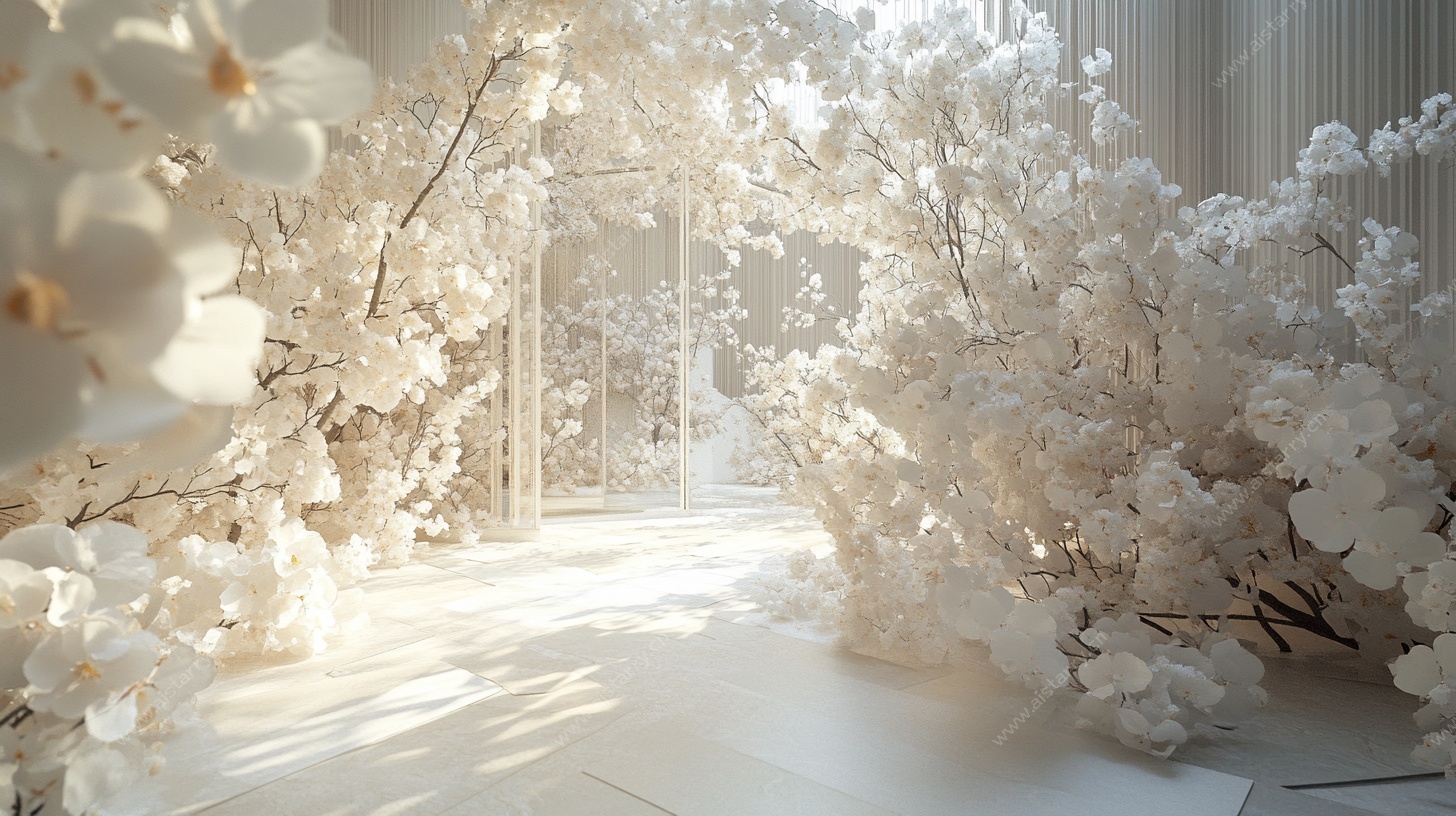 梦幻白色花卉婚礼场景