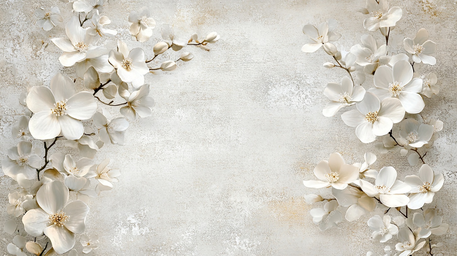 白色花卉边框背景图