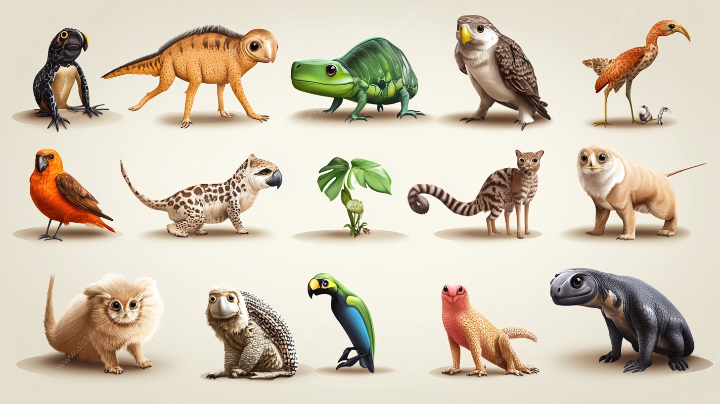 多样野生动物插画集合