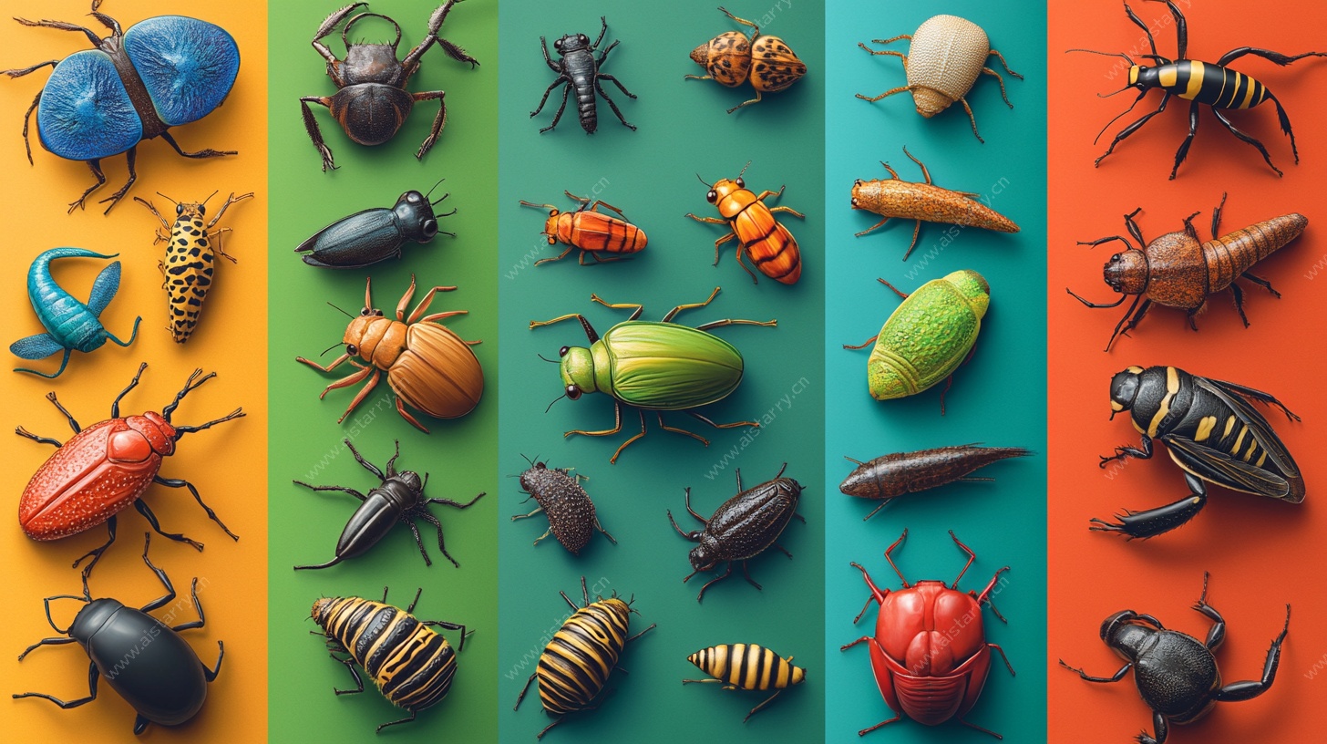 多彩昆虫集合艺术插画