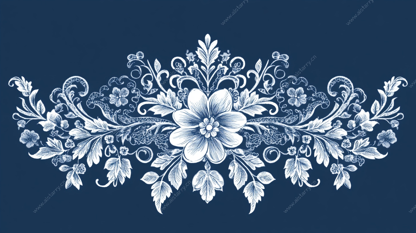 蓝底白花纹饰图案