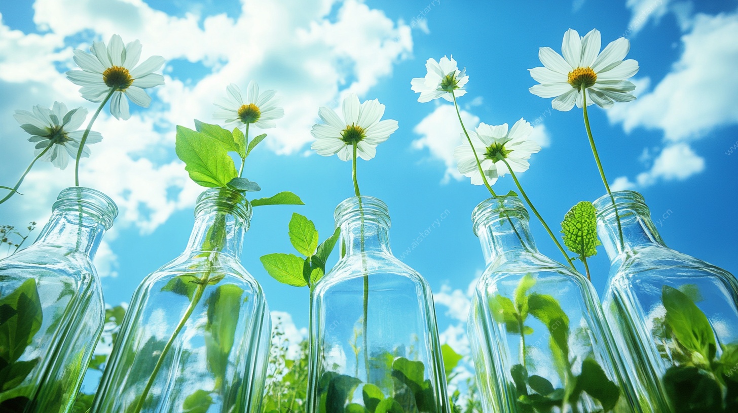 玻璃瓶中的清新雏菊