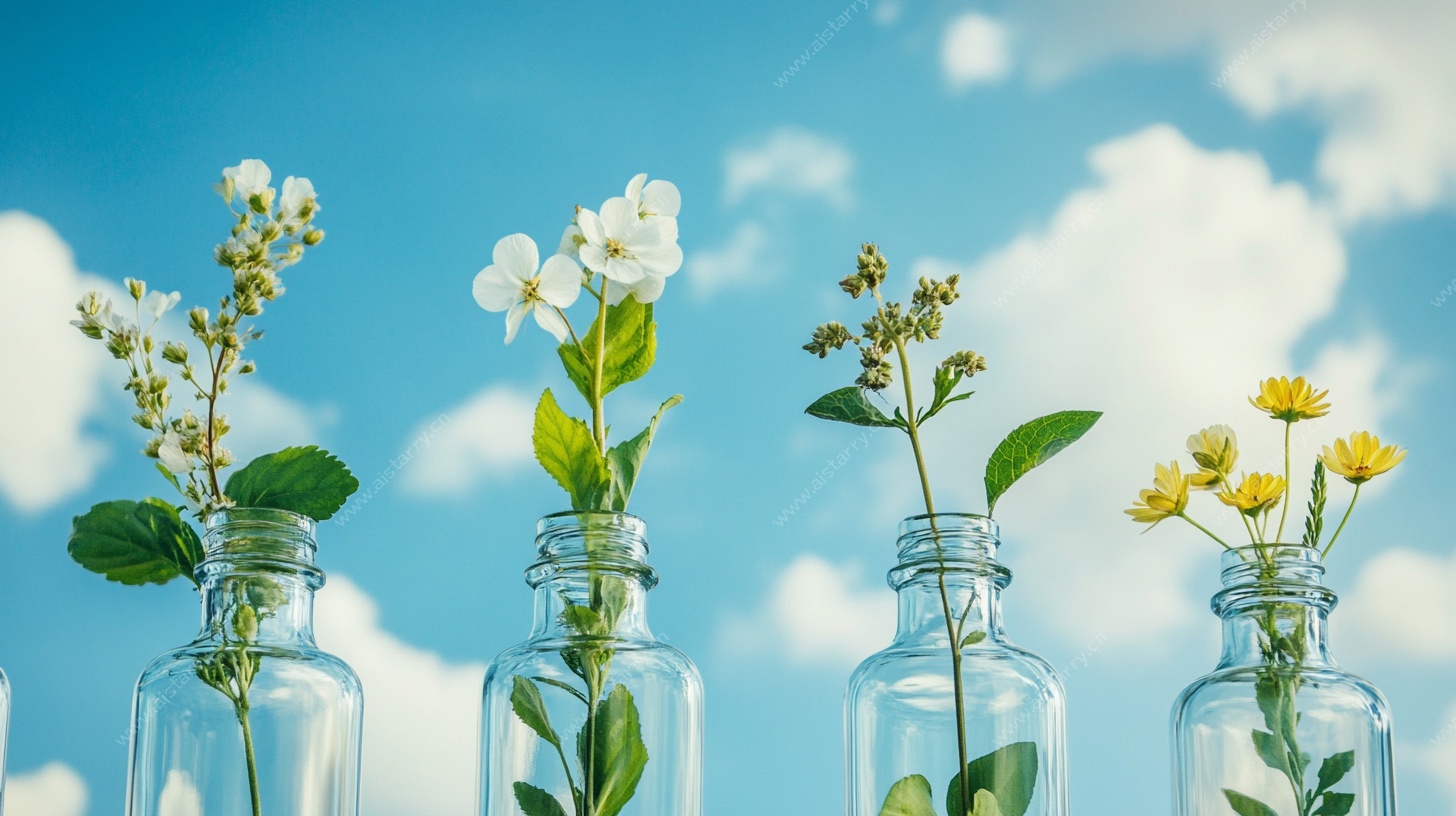 玻璃瓶中的清新花卉组合