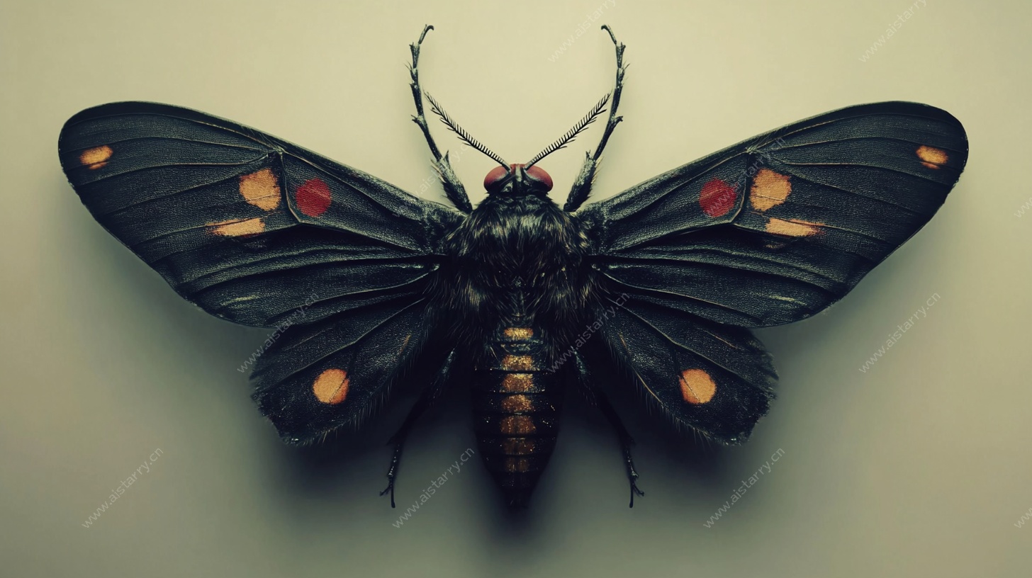 黑翅彩斑飞蛾特写