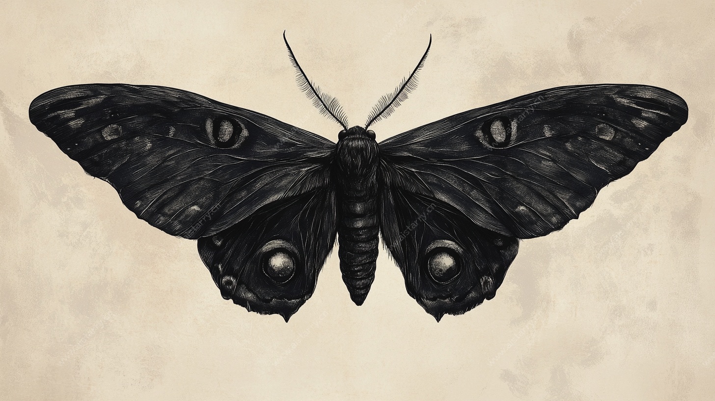黑蛾手绘插画