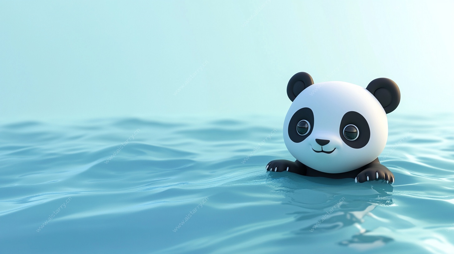 熊猫水中嬉戏萌趣瞬间