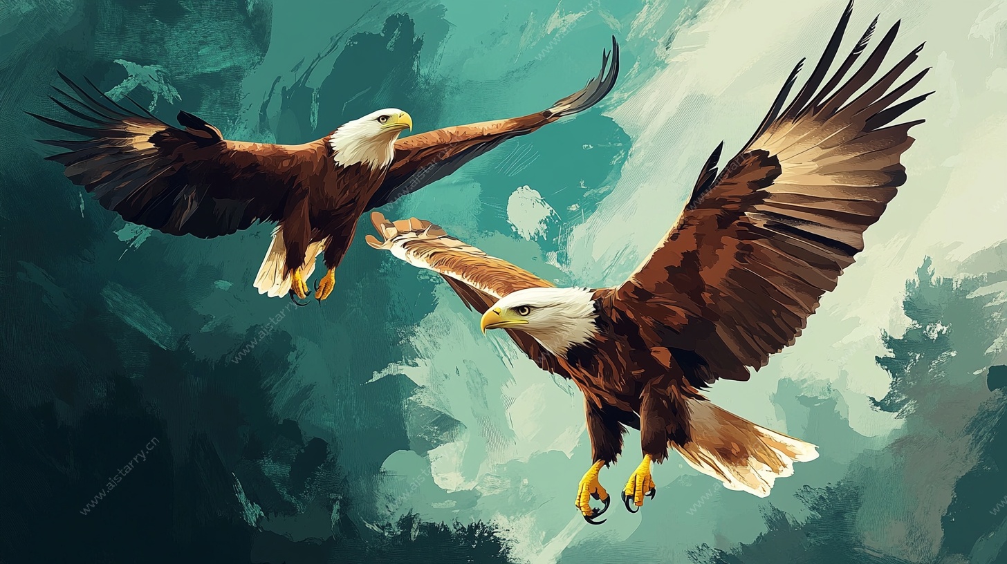 双鹰翱翔图