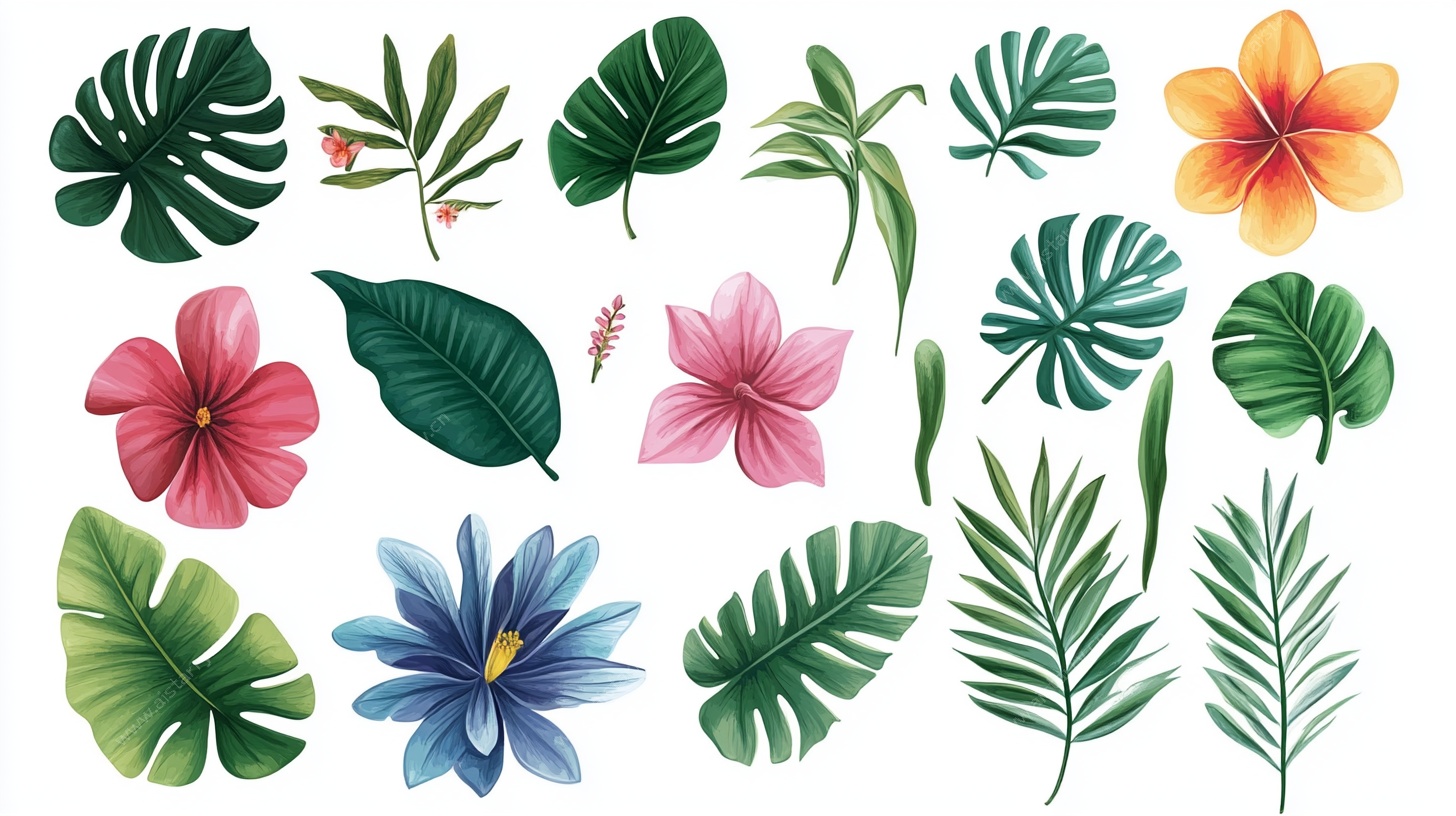 热带花卉绿植插画集合