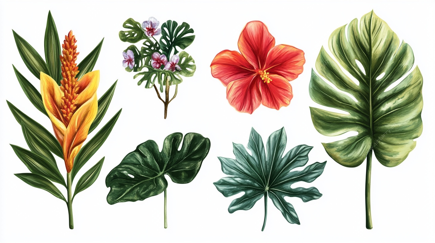 热带植物花卉插画集合