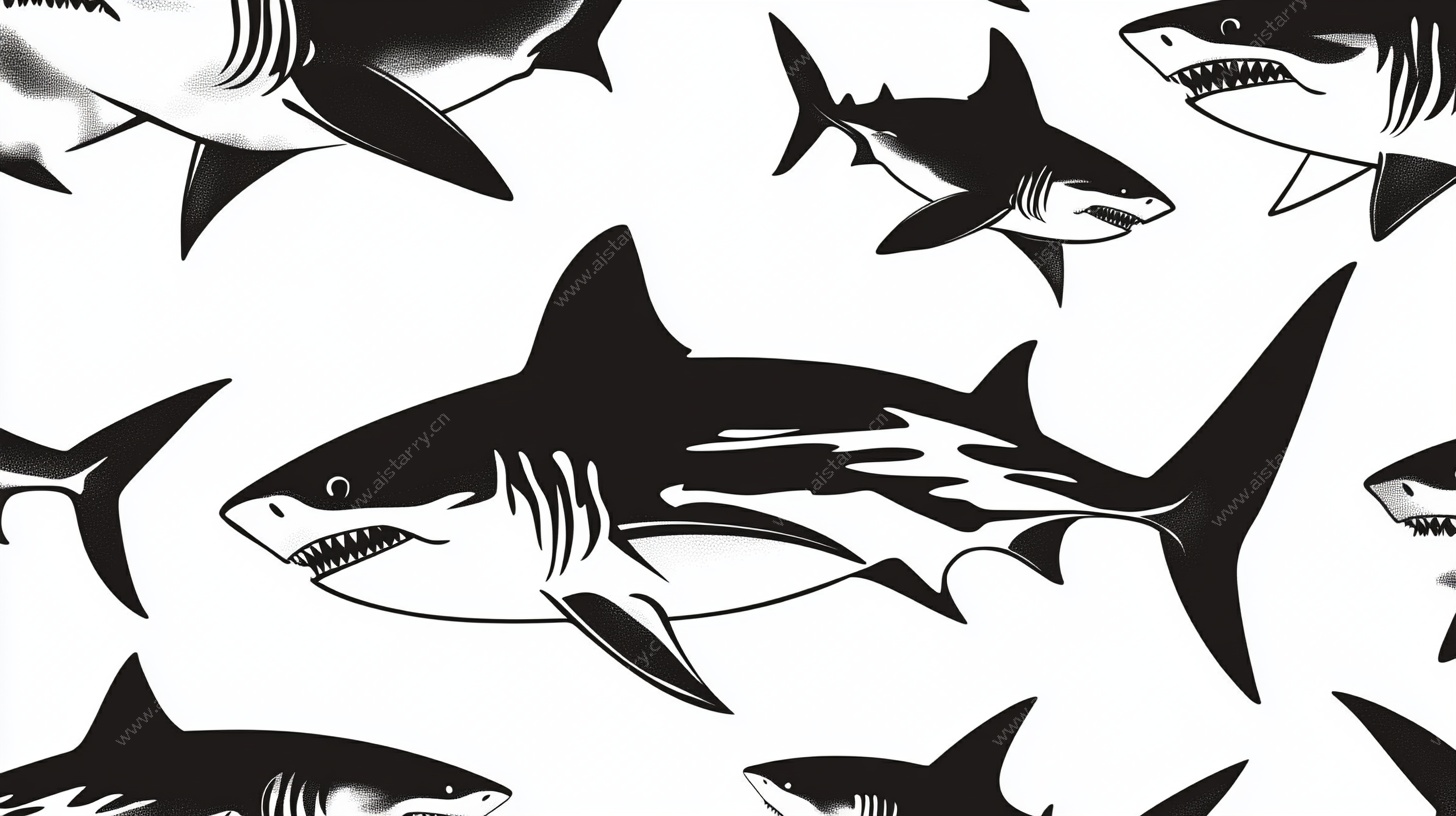 黑白鲨鱼图案设计