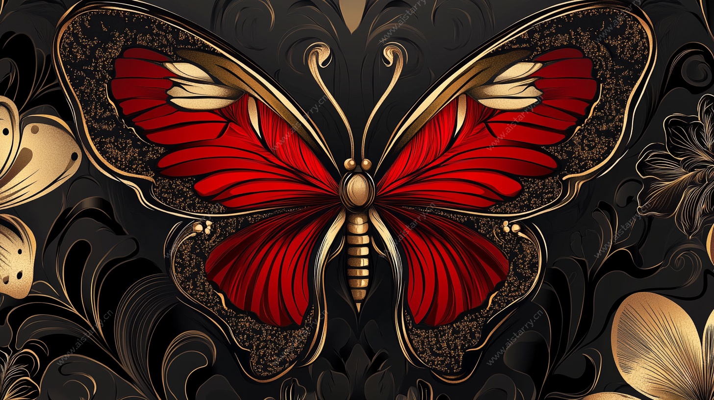 红金蝴蝶华丽装饰图案