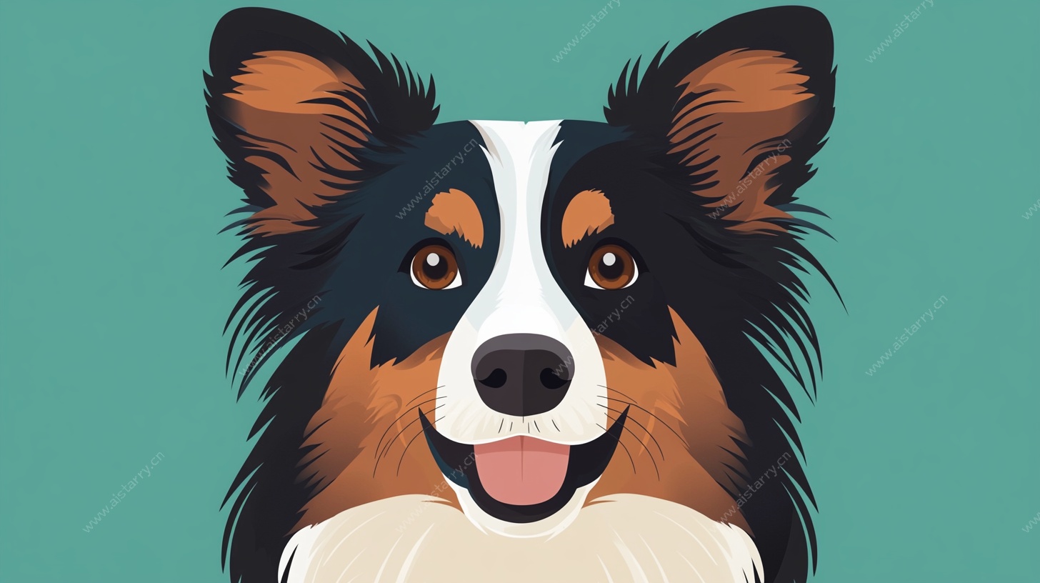 可爱牧羊犬头像插画