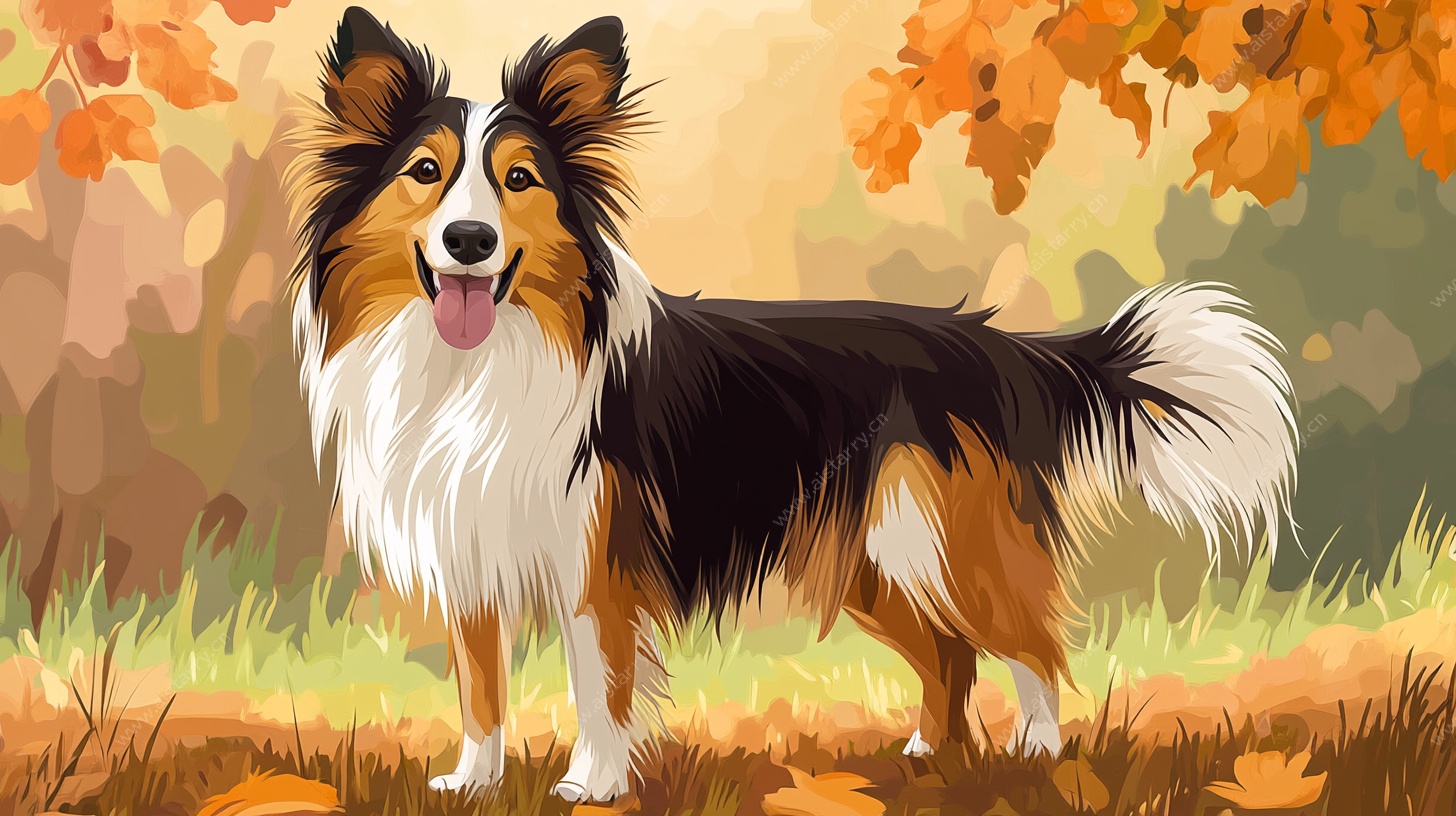 秋日里的喜乐牧羊犬