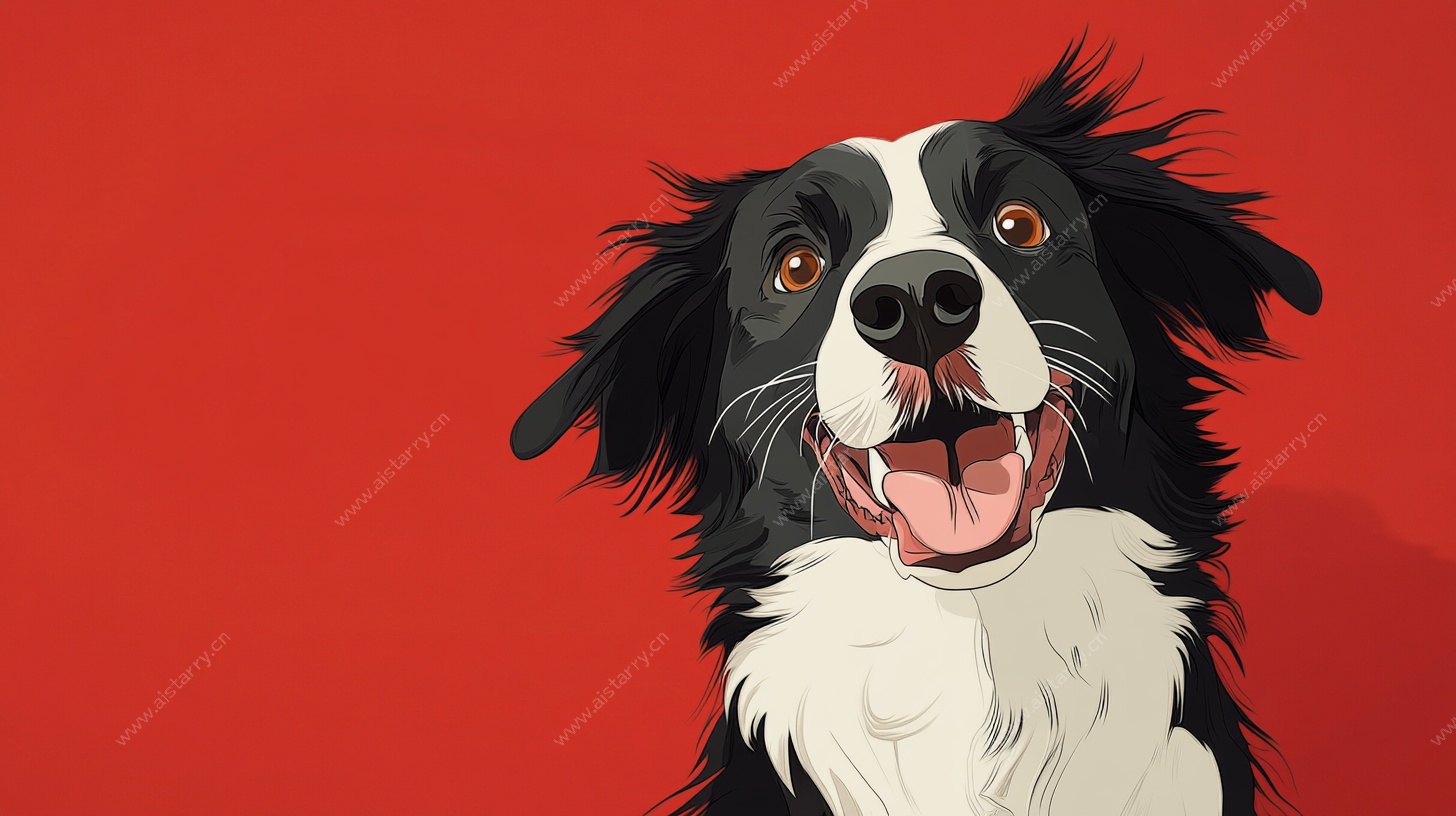 可爱边牧头像插画