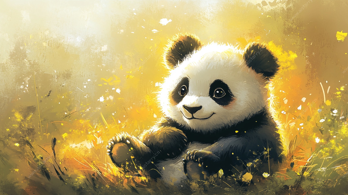 阳光下的萌趣熊猫