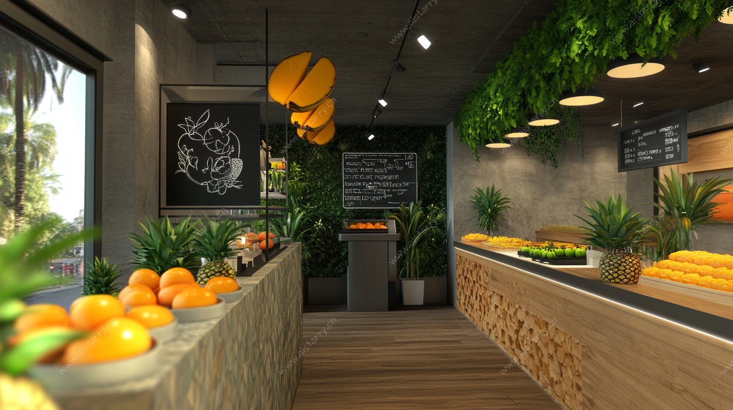 清新蔬果店室内3D效果图