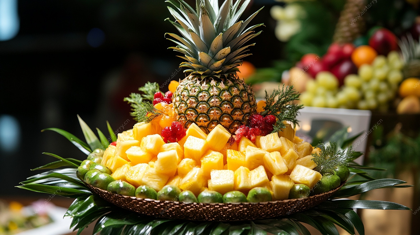 精美菠萝主题水果拼盘