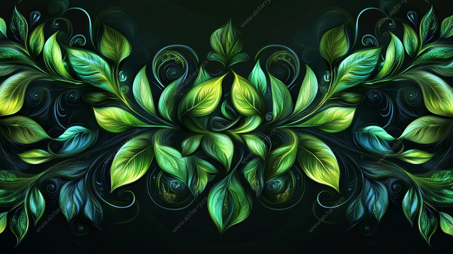 绿叶卷曲花纹装饰图案