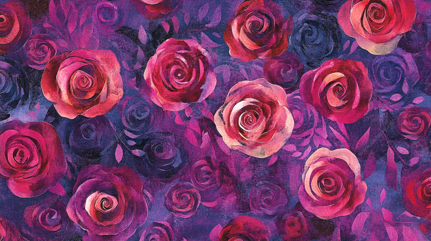 绚丽玫瑰花卉图案背景