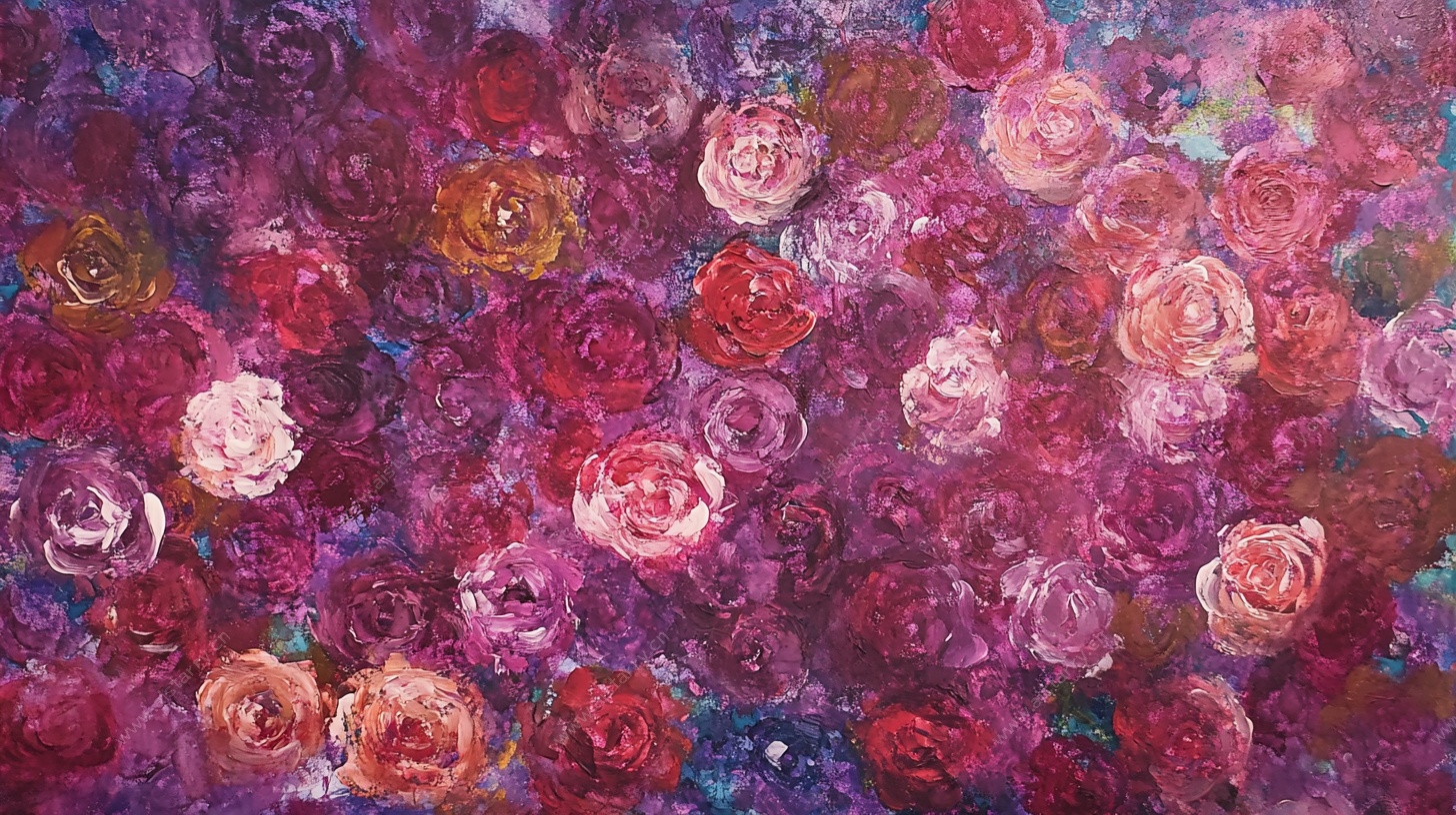 缤纷玫瑰抽象画